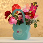 Flower-Shaped Anniversary Teal Box